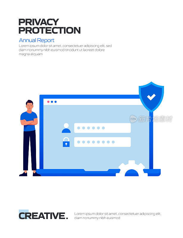 隐私保护相关卡通风格平面设计矢量插图