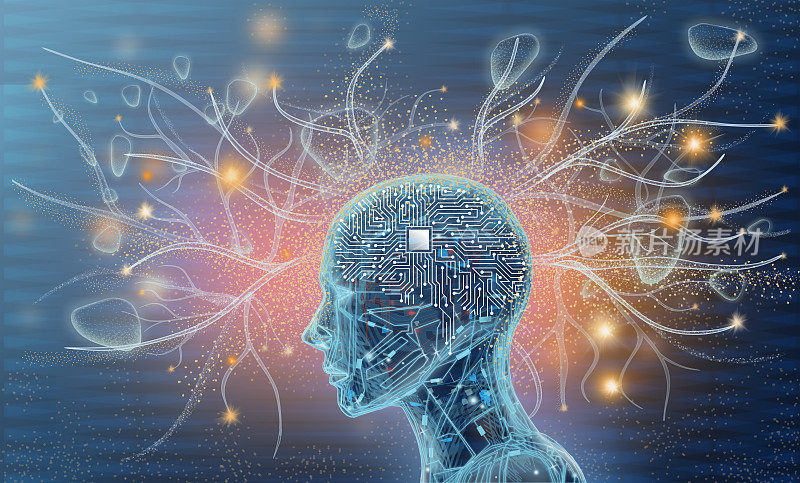 人工神经网络和以电路板为大脑的机器人的深度学习信息图