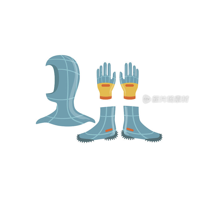 潜水用氯丁橡胶手套，兜帽和靴子