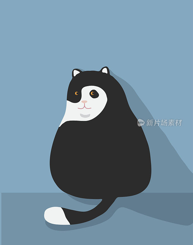 胖猫可爱的插图可爱向量