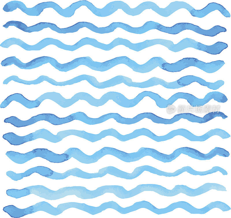 抽象水彩蓝色波浪图案