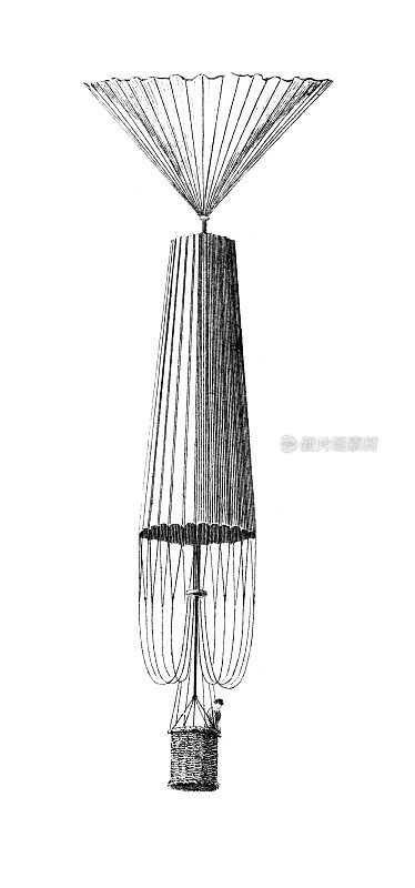 19世纪雕刻的氦气球飞行器