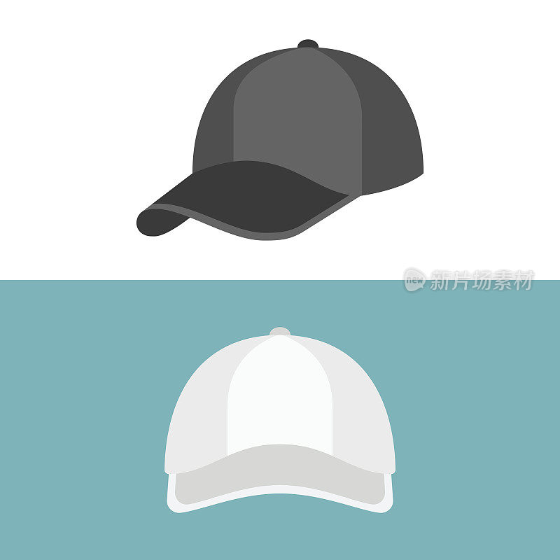 白帽在前视图和黑帽在侧视图