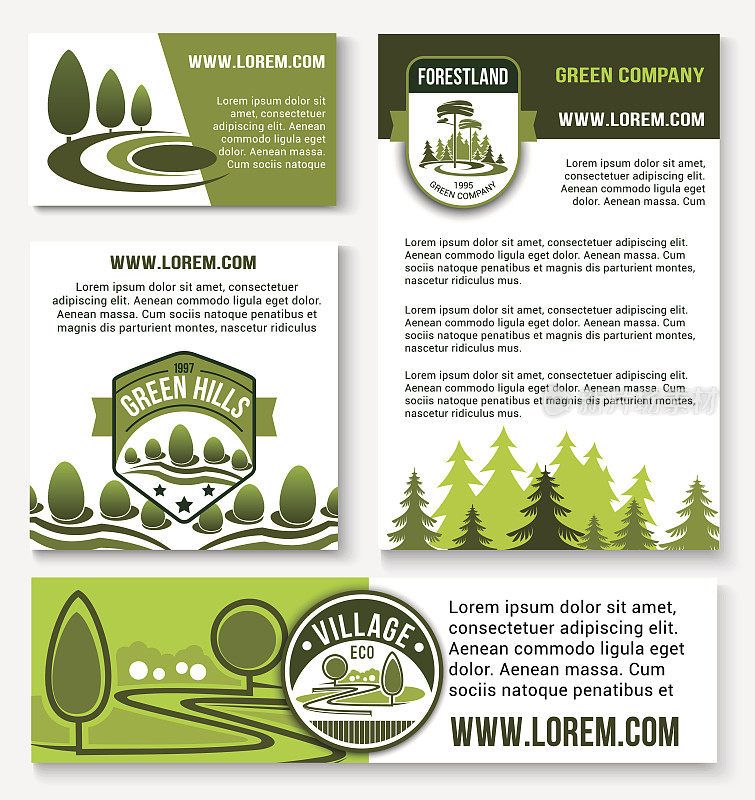 绿色公司和生态企业横幅模板集