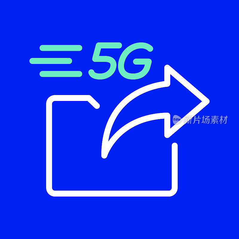 5G速度文件共享线路图标。可编辑的中风。简单的轮廓图标。