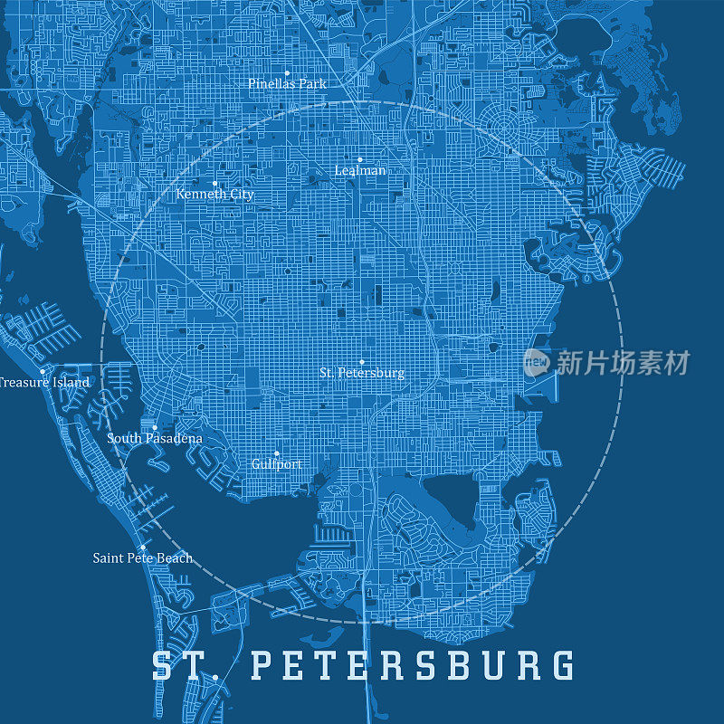 圣彼得堡FL城市矢量路线图蓝色文本