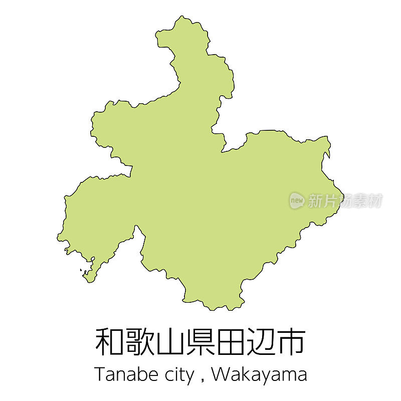 日本和歌山县田边市地图。翻译过来就是:和歌山县田边市。