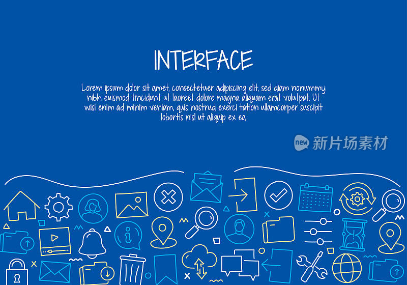用户界面相关的手绘横幅设计矢量插图