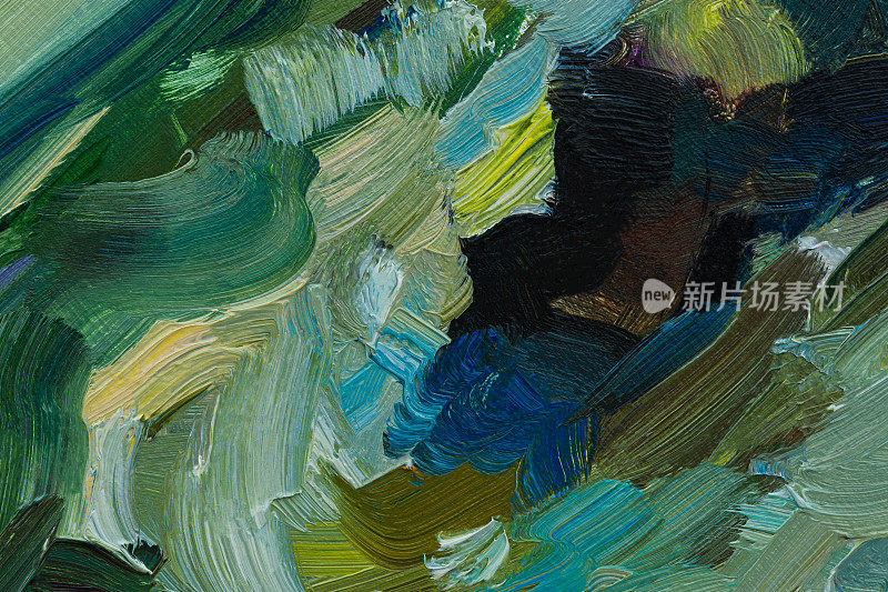 海油画。抽象的绿松石海景。