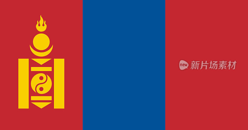 蒙古国旗与原始的RGB颜色矢量插图设计