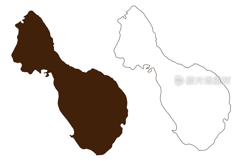 塔巴岛(新几内亚，太平洋，俾斯麦群岛，塔巴群岛)地图矢量插图，潦草草图地图