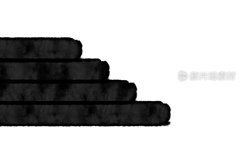 现代黑白背景与一堆黑色不规则或不均匀的边缘块堆叠在一起作为较低的第三个模板