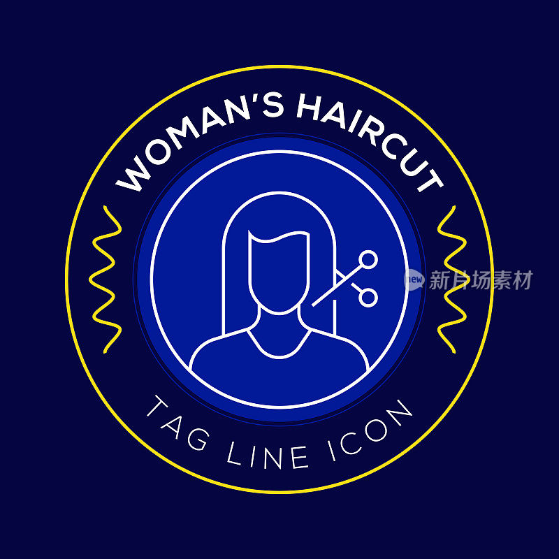 女人理发圈徽章，现代标志矢量图标设计线条风格