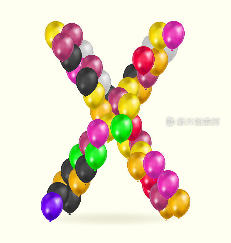 字母X气球各种颜色标志矢量设计模板