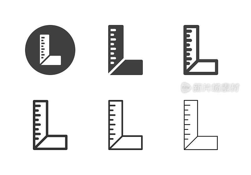 90度正方形尺子图标-多系列
