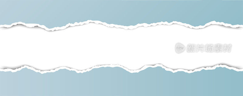 矢量蓝色撕碎的纸横幅与撕开的边缘与空间为您的文字在白色背景