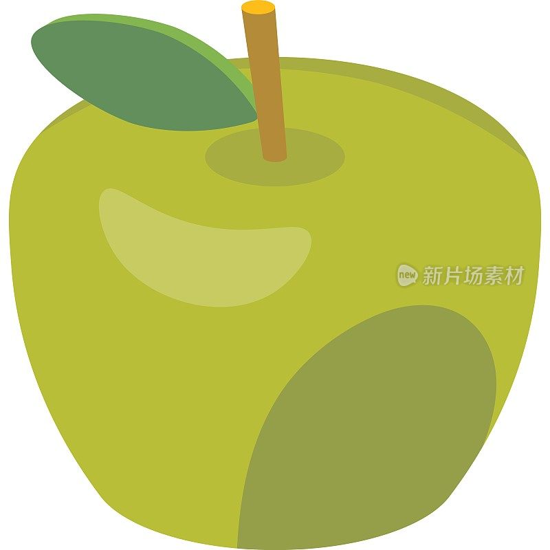 绿苹果三维图标等距向量分离