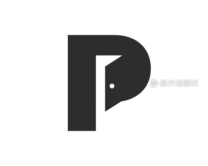 字母P门标志设计结合开门图标矢量模板