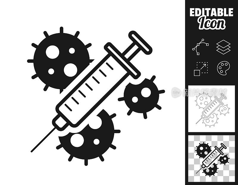 冠状病毒Covid-19疫苗。图标设计。轻松地编辑