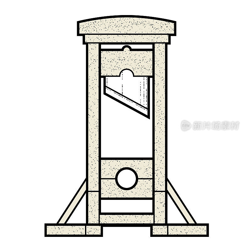 断头台，死刑通过斩首，砍掉头中世纪处决，断头机用刀片，矢量