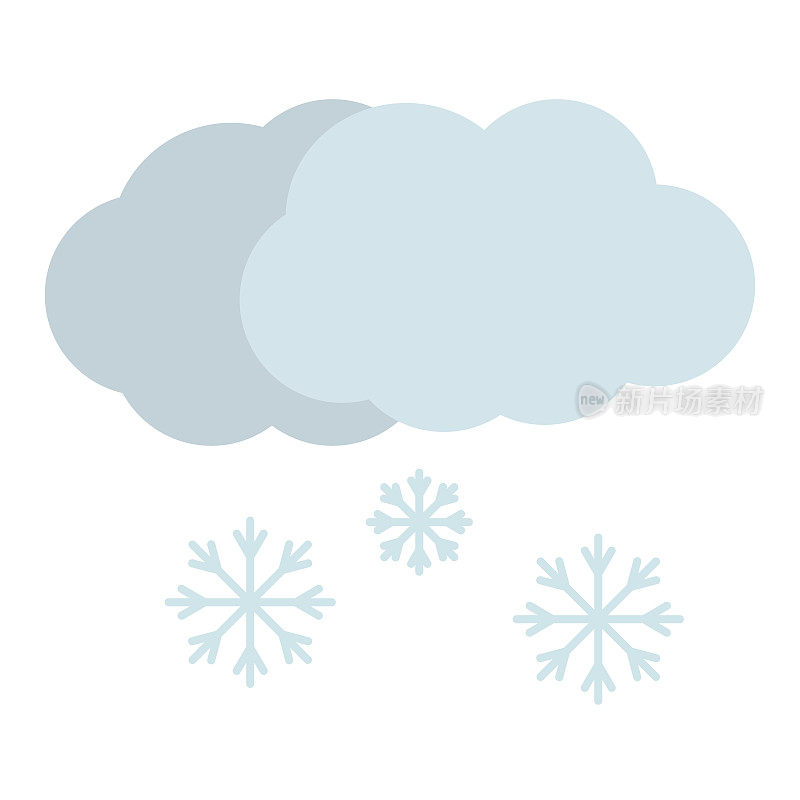 冬季单品。凉爽的矢量冬季图标上滑雪和单板滑雪的符号，冬季度假或度假山上的雪。云和雪花