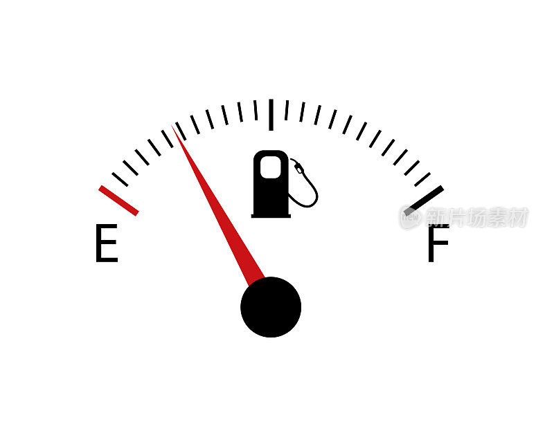 燃料指示器燃气表。表燃料矢量油箱满图标。汽车汽油拨号汽油仪表盘