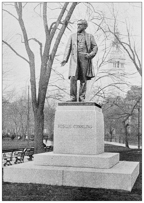 纽约的古董照片:罗斯科·康克林雕像，麦迪逊广场