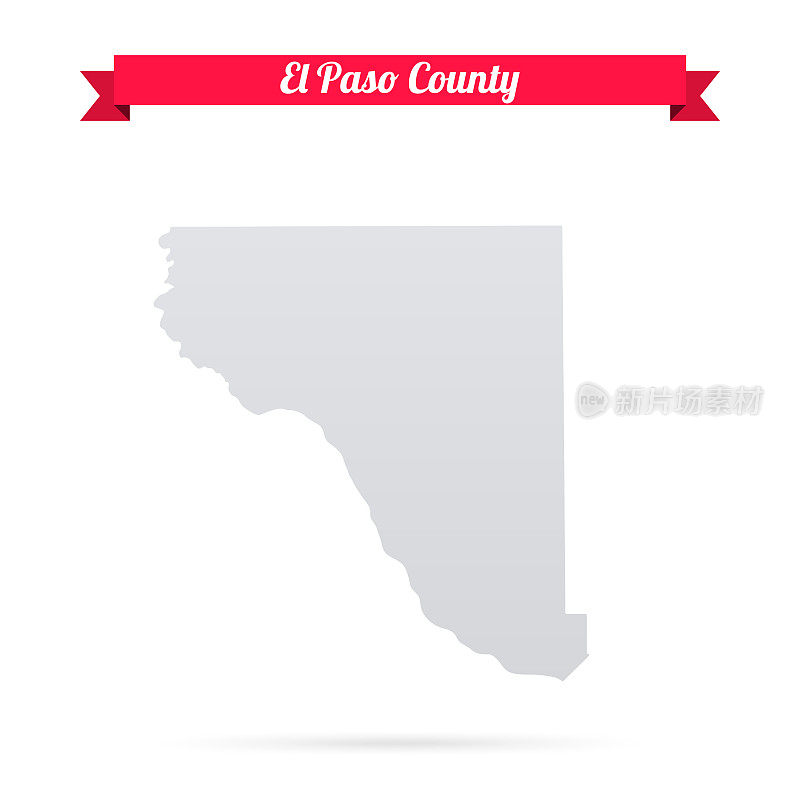 德克萨斯州埃尔帕索县。白底红旗地图