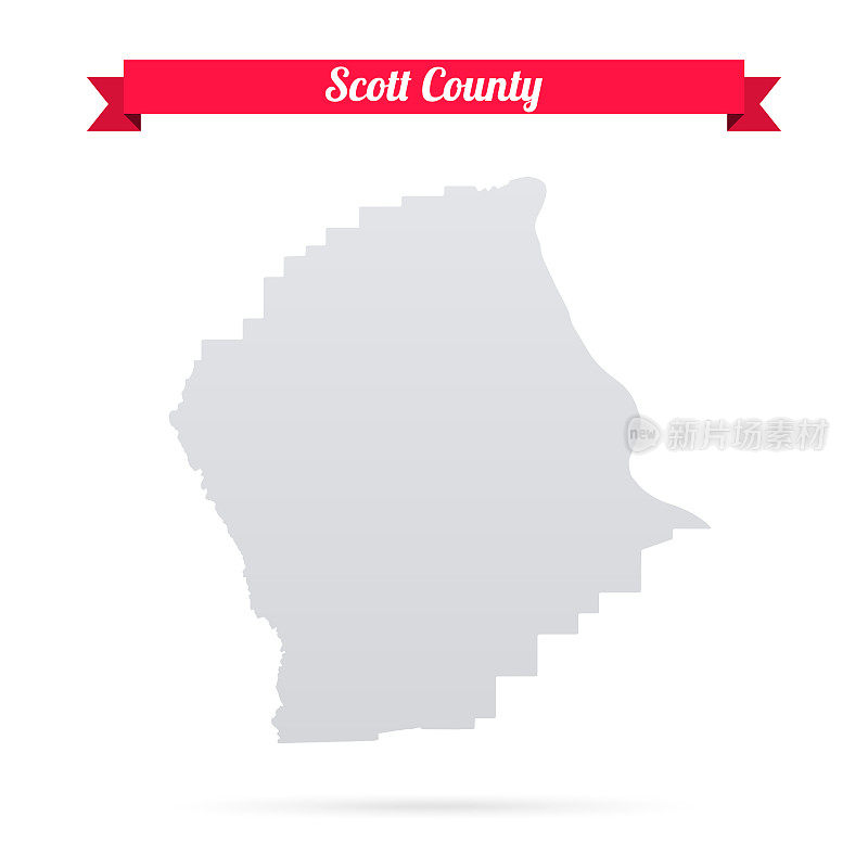 密苏里州斯科特县。白底红旗地图