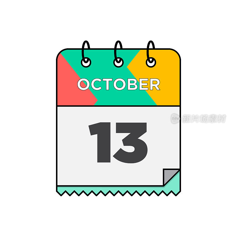 十月-每日日历图标在平面设计风格股票插图