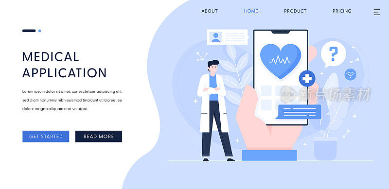 医疗移动应用程序登陆页面模板插图