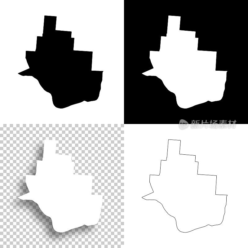 劳伦斯县，俄亥俄州。设计地图。空白，白色和黑色背景