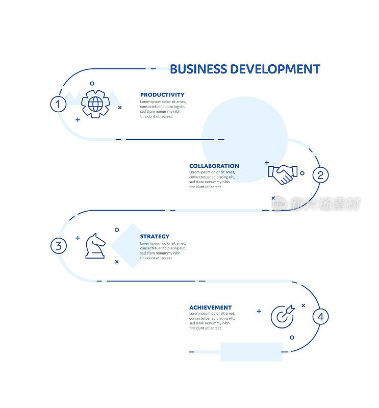 业务发展概念信息图表设计与可编辑的笔画线图标
