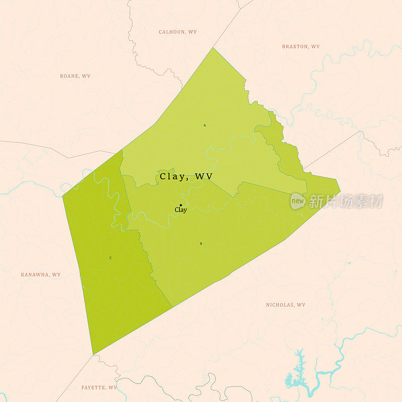 WV克雷县矢量地图绿色
