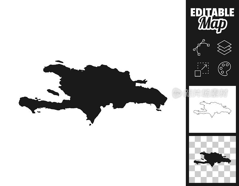 伊斯帕尼奥拉岛设计地图。轻松地编辑