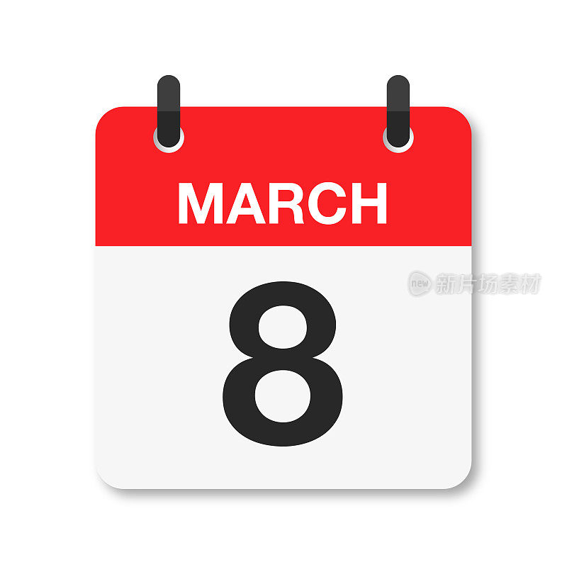 3月8日-每日日历图标-白色背景