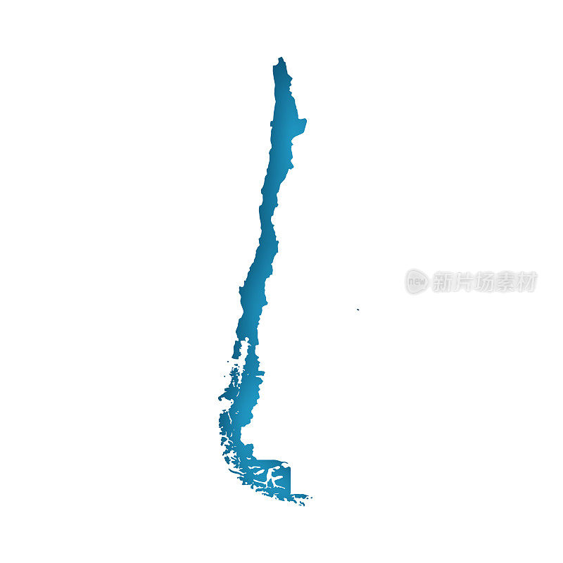 智利地图-白纸，蓝色背景