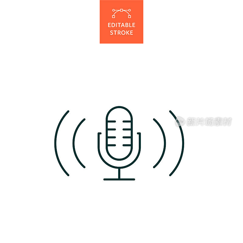 播客线图标与可编辑的笔画。Icon适用于网页设计、移动应用、UI、UX和GUI设计。