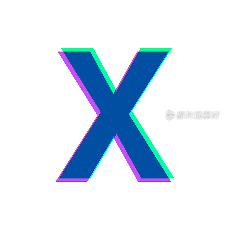 字母x图标与两种颜色叠加在白色背景