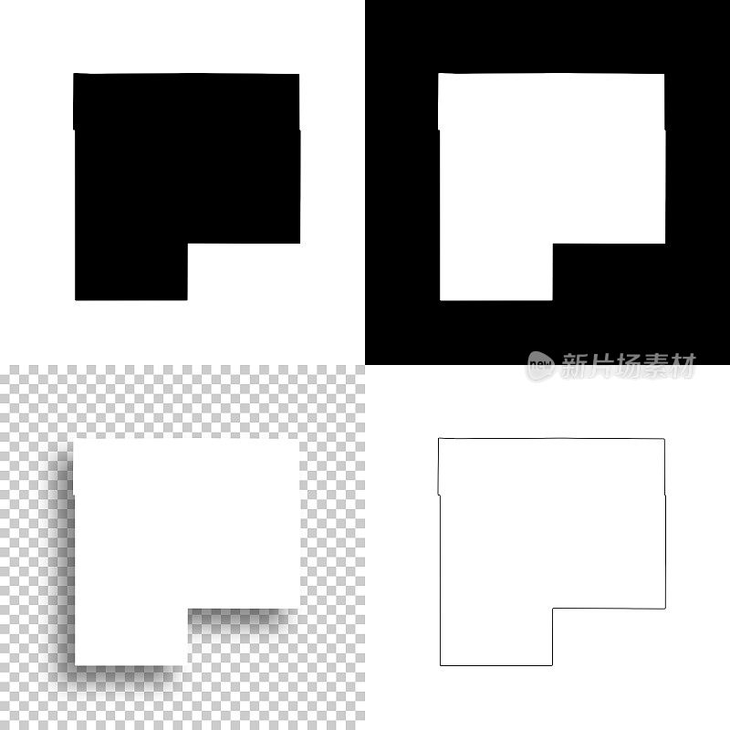麦克劳德县，明尼苏达州。设计地图。空白，白色和黑色背景