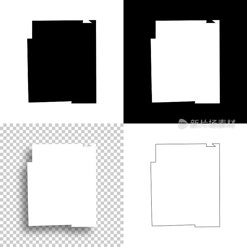伊利诺伊州埃德加县。设计地图。空白，白色和黑色背景