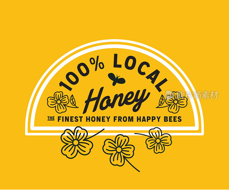 蜜蜂徽章风格标签在黑色和黄色