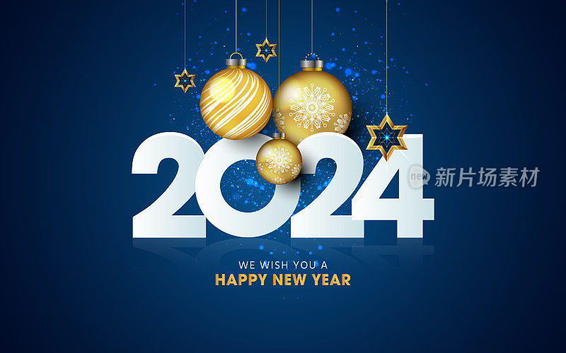 2024新年快乐。圣诞背景的节日设计。