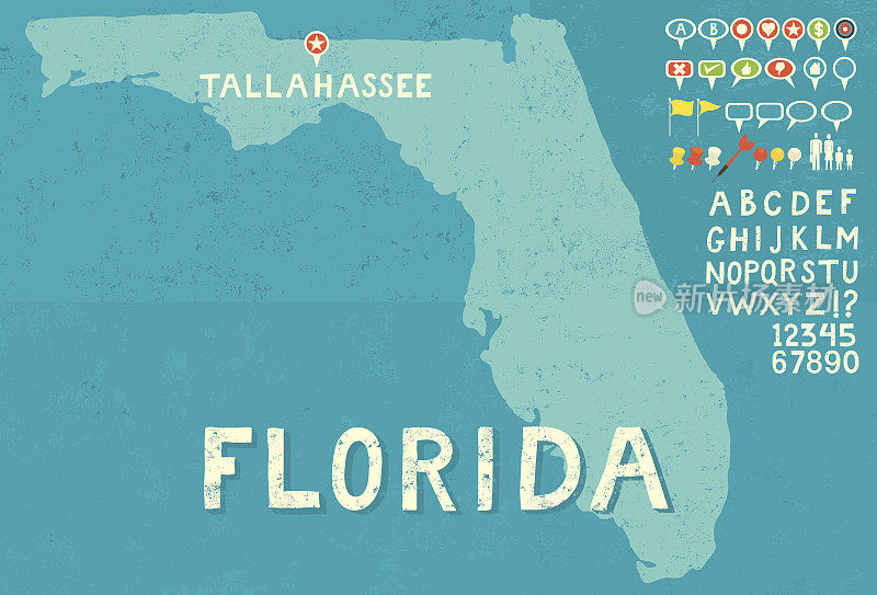 带有图标的佛罗里达地图