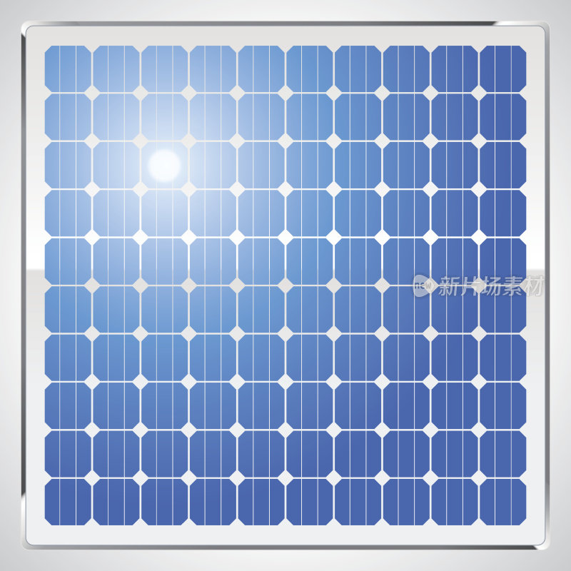 逼真的方形太阳能电池板