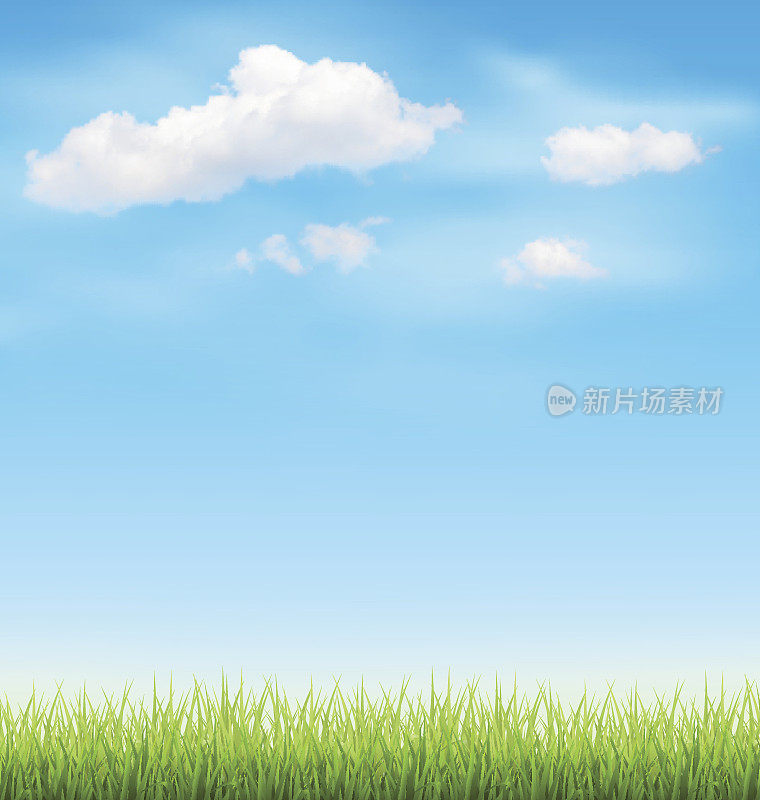绿草草坪，蓝天白云