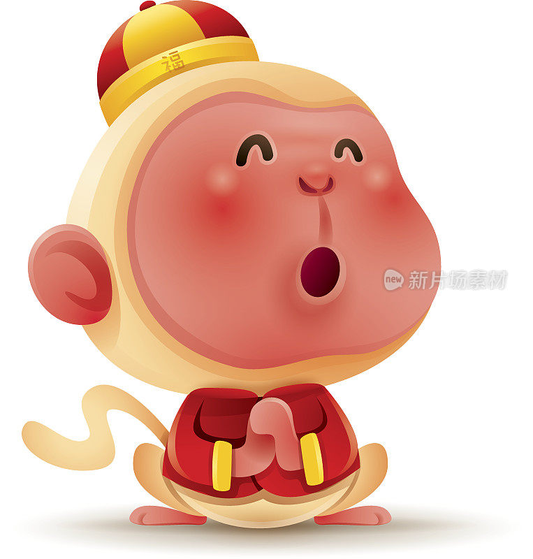 十二生肖-猴子。中国新年。恭喜恭喜。