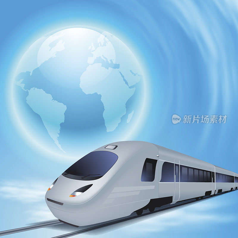 高速列车和全球的概念背景。