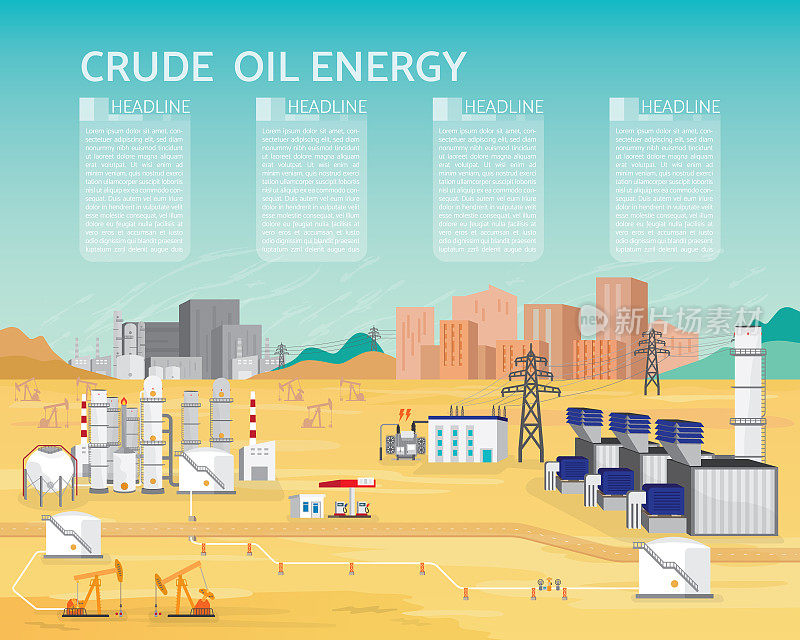 石油能源与柴油发动机产生简单的图形电力