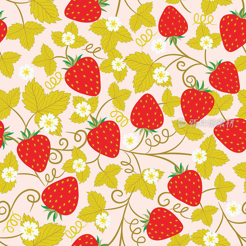草莓无缝图案。